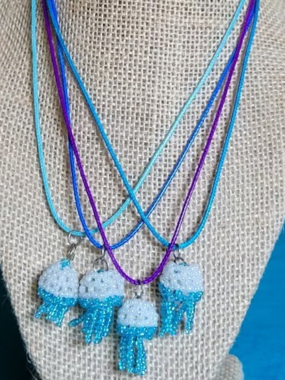 Whimsical Colorful Beaded Characters on Rope Necklaces